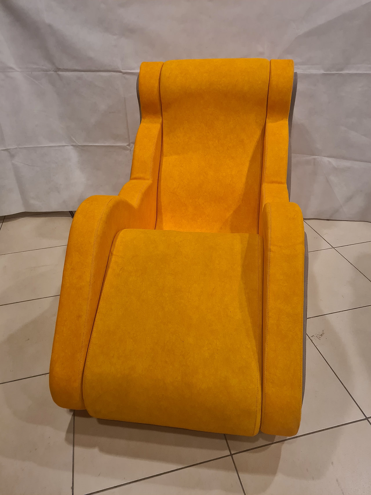 Yellow and gray leatherette armchair, 1990s 2