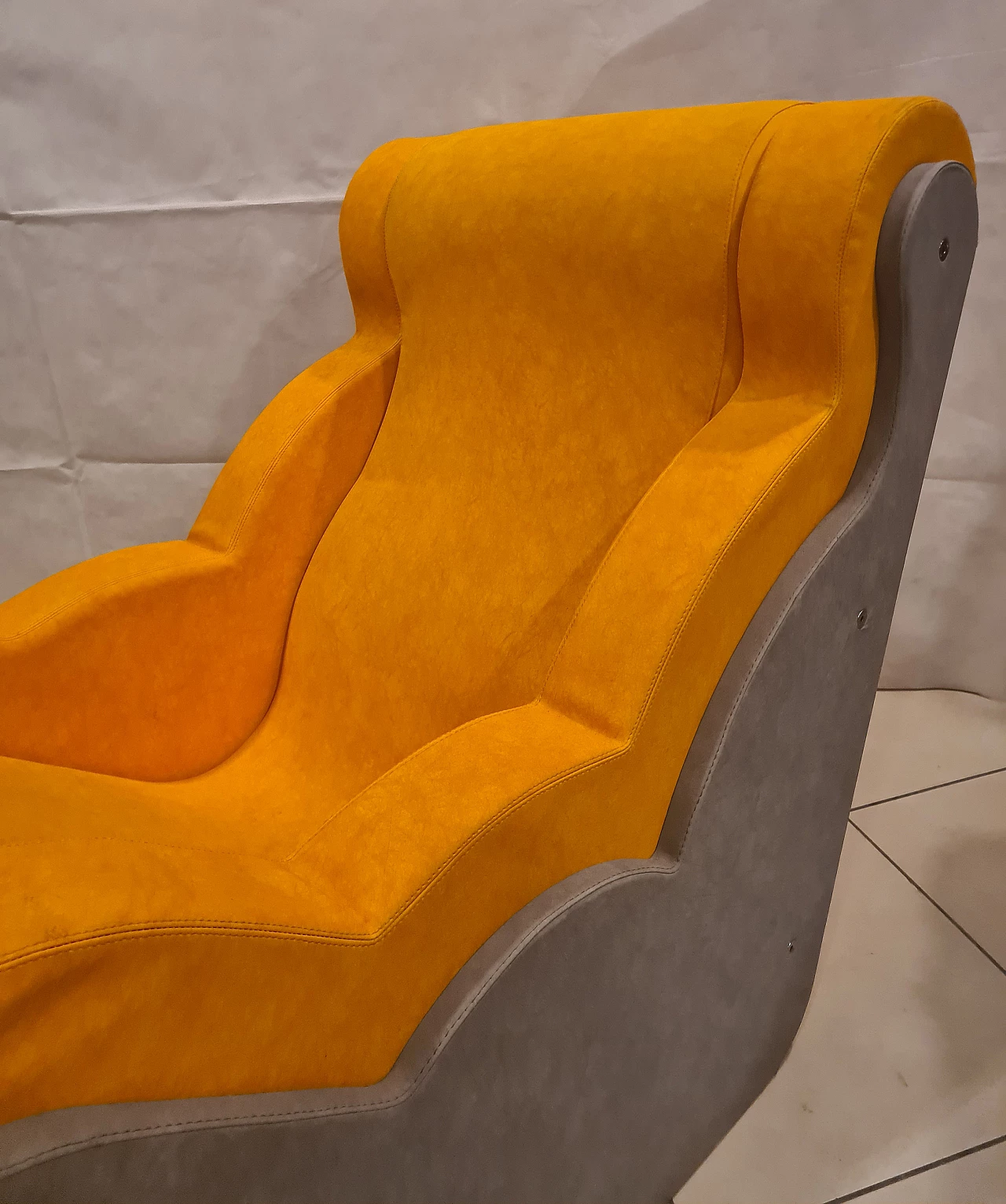 Yellow and gray leatherette armchair, 1990s 5
