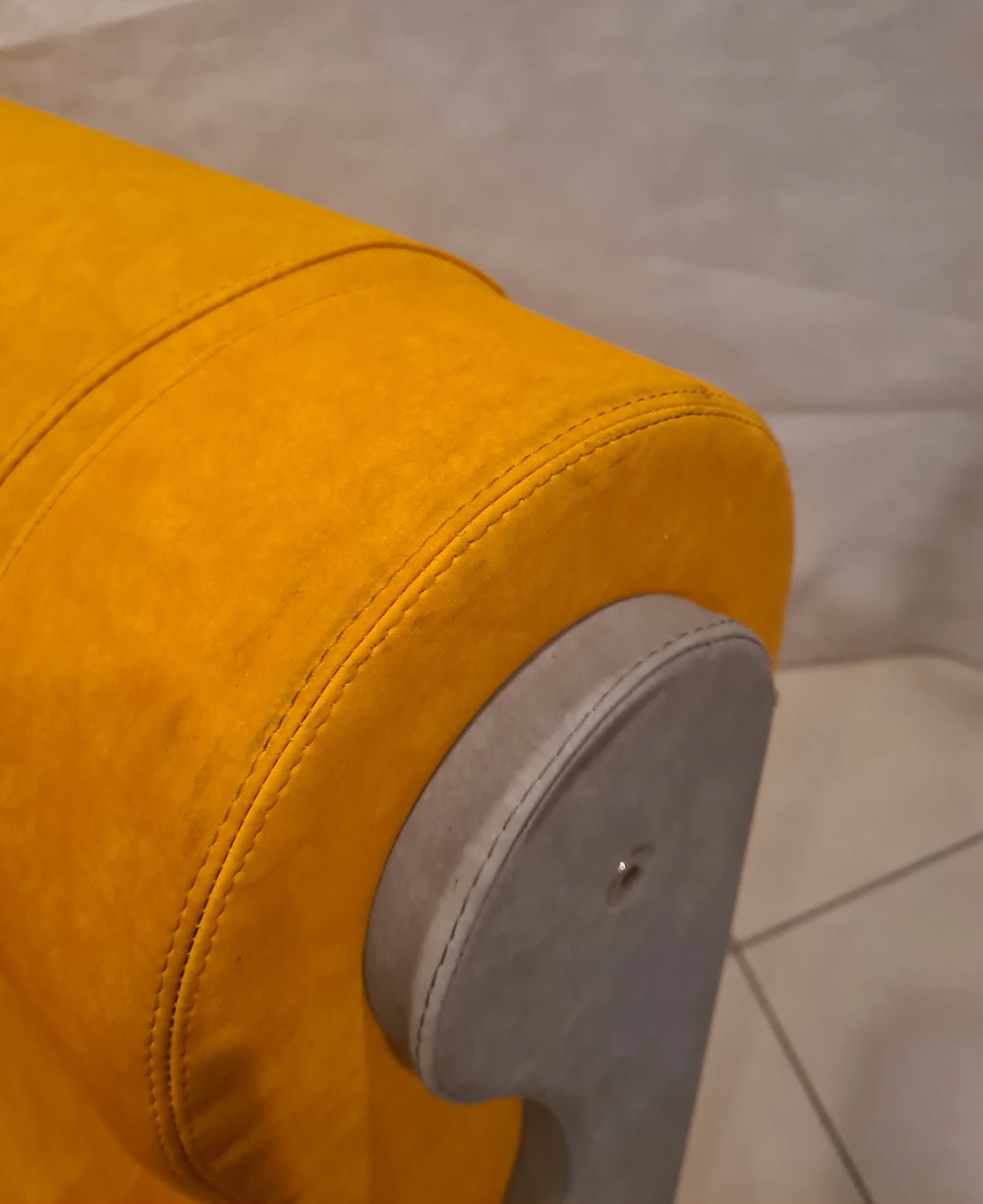 Yellow and gray leatherette armchair, 1990s 6