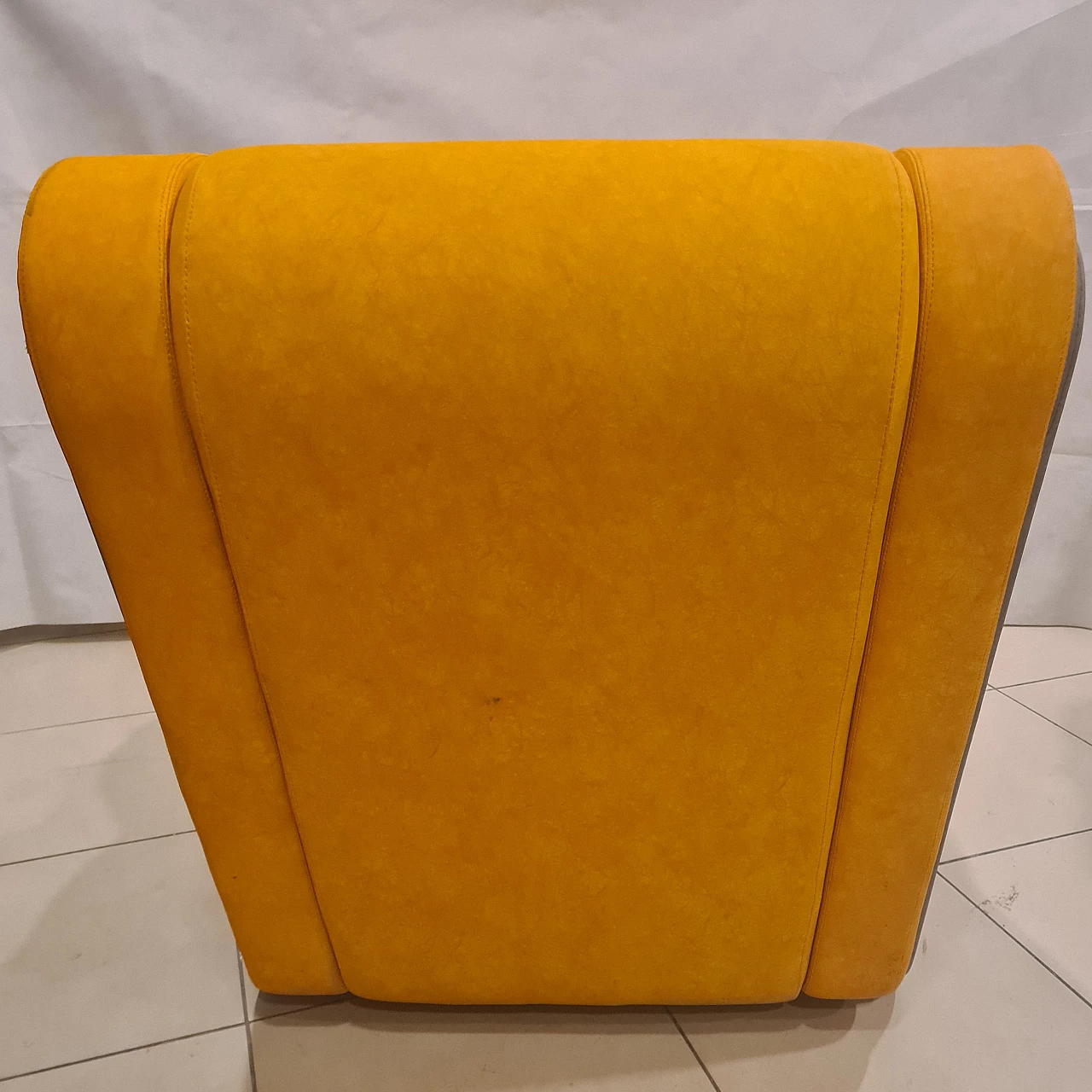 Yellow and gray leatherette armchair, 1990s 7