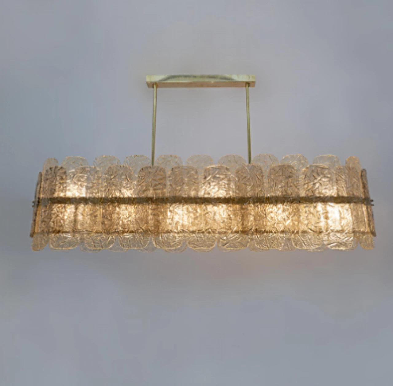 Oval brass and Murano glass chandelier, 1990s 3