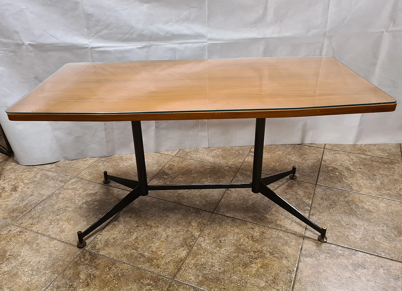 Teak dining table with brass feet, 1960s 1