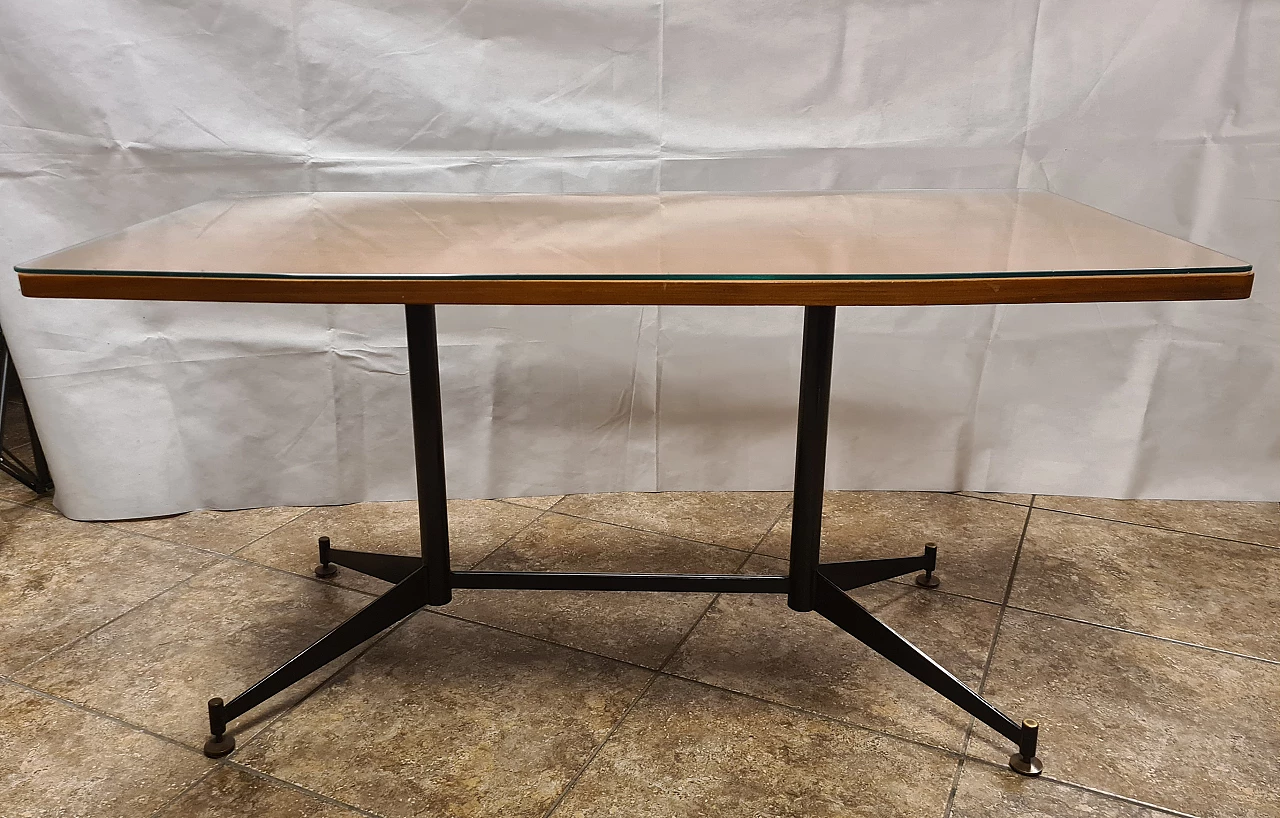 Teak dining table with brass feet, 1960s 2
