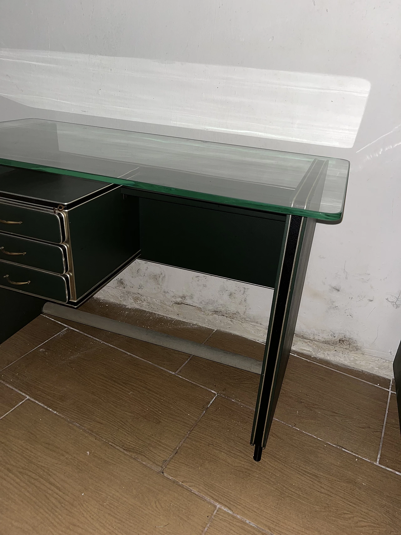 Desk with glass top by Umberto Mascagni, 1950s 2