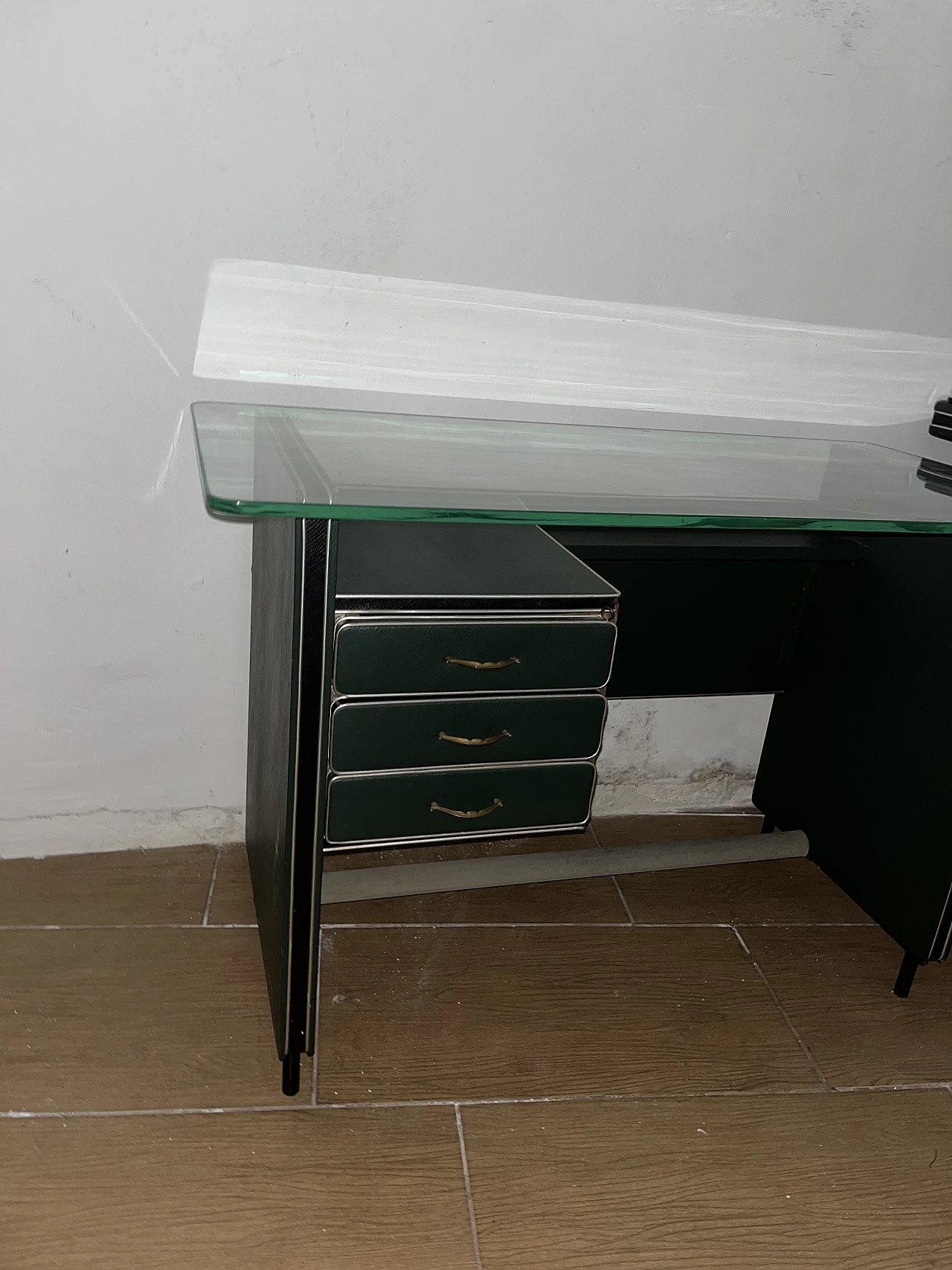 Desk with glass top by Umberto Mascagni, 1950s 3
