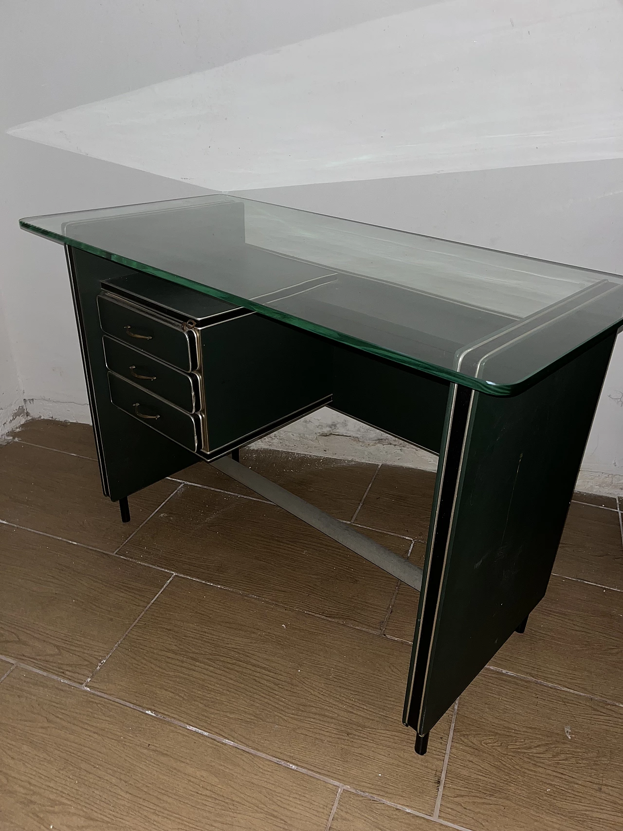 Desk with glass top by Umberto Mascagni, 1950s 5