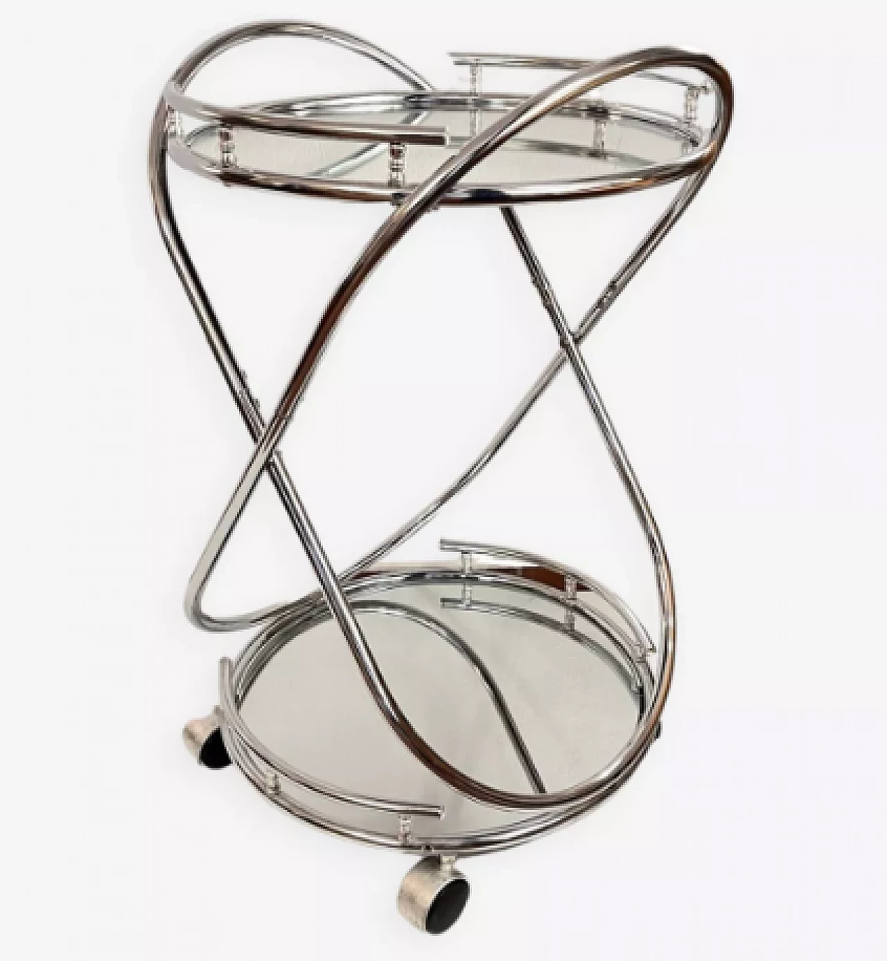 Steel and mirrored glass bar cart by Signal, 1990s 1