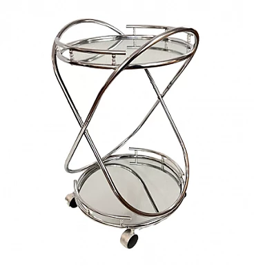 Steel and mirrored glass bar cart by Signal, 1990s