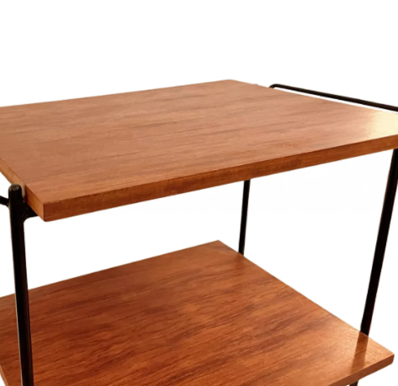 Danish black steel and teak veneer bar cart, 1970s 10