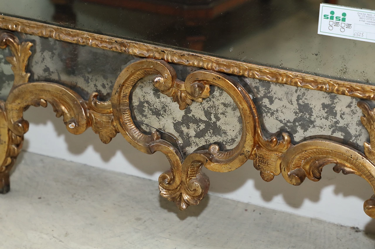 Specchio in legno dorato con cimelio a conchiglia, '800 4