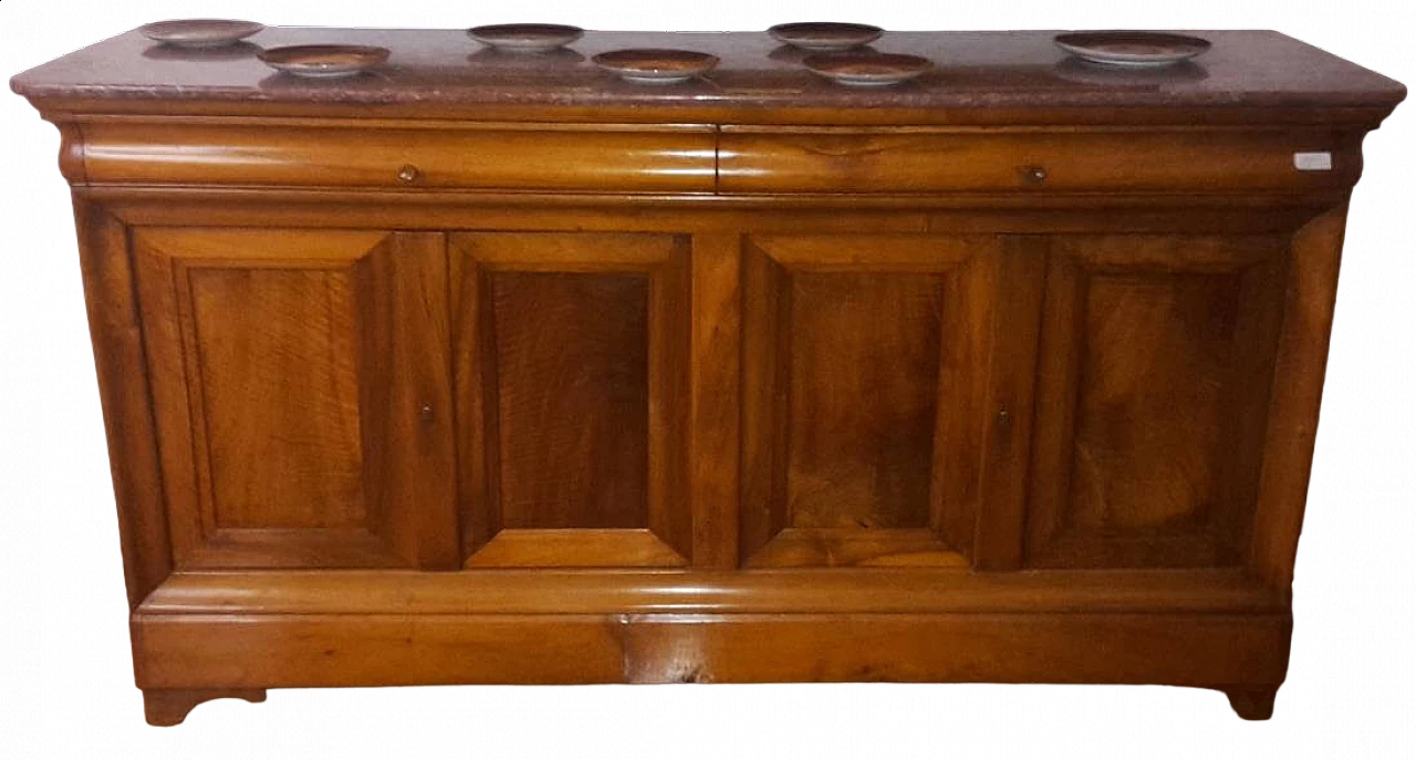 Credenza in ciliegio a quattro ante con piano in marmo, metà '800 6