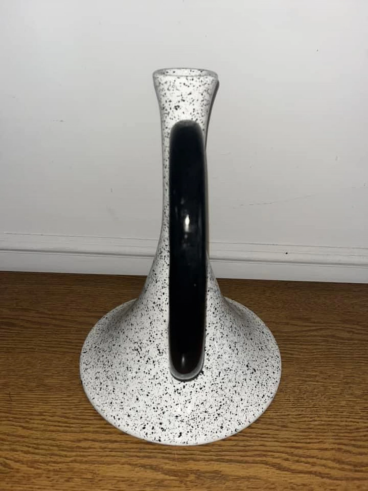 Black and white ceramic trumpet vase, 1950s 2