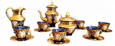 Cobalt blue and gilded Murano glass coffee service