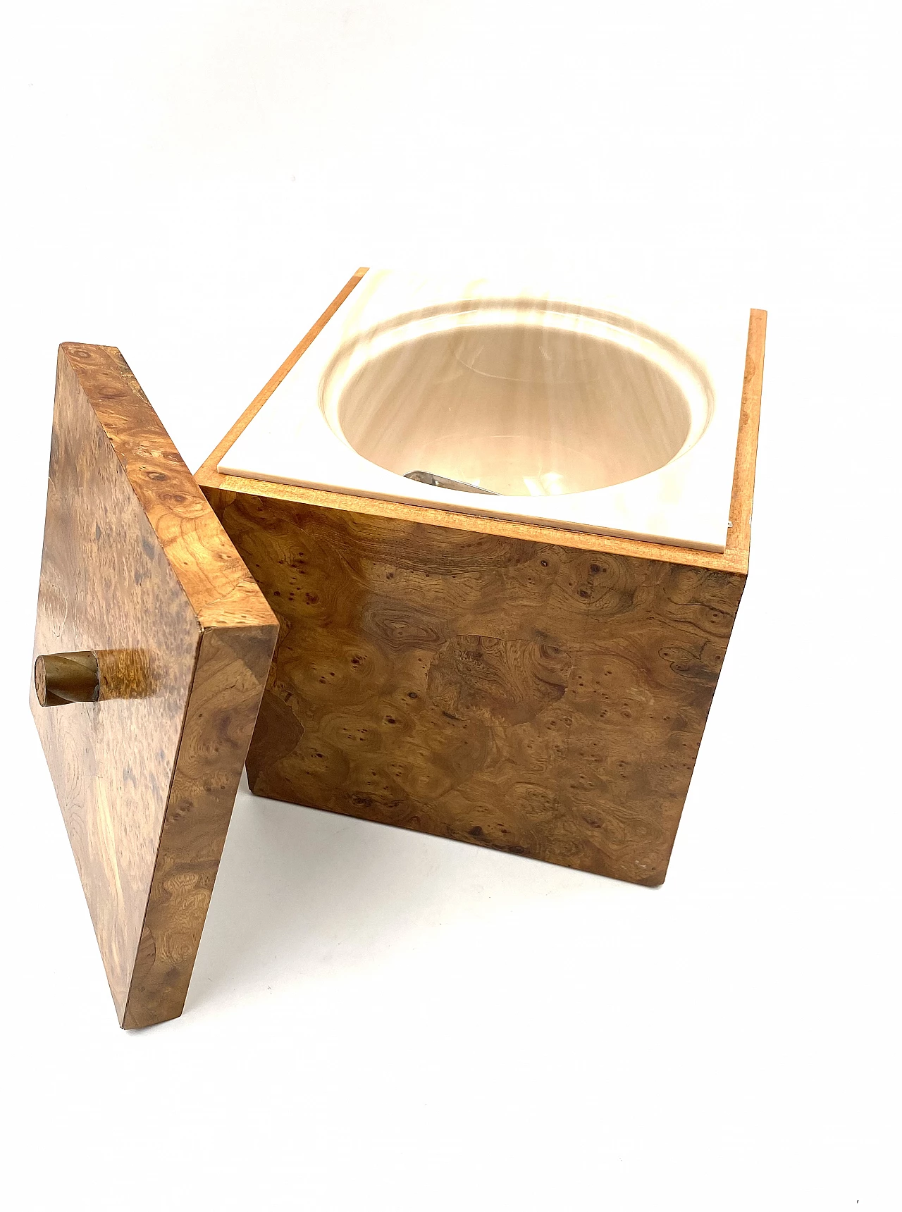 Secchiello per ghiaccio in radica e ottone, anni '70 7