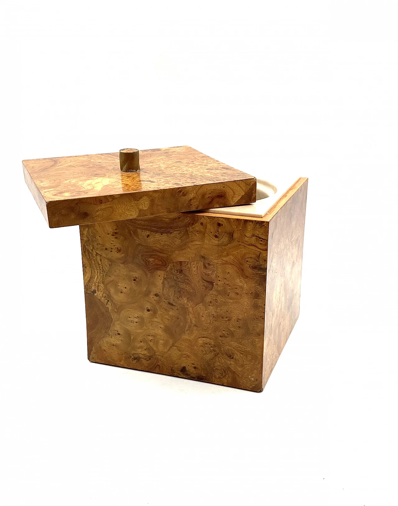 Secchiello per ghiaccio in radica e ottone, anni '70 9