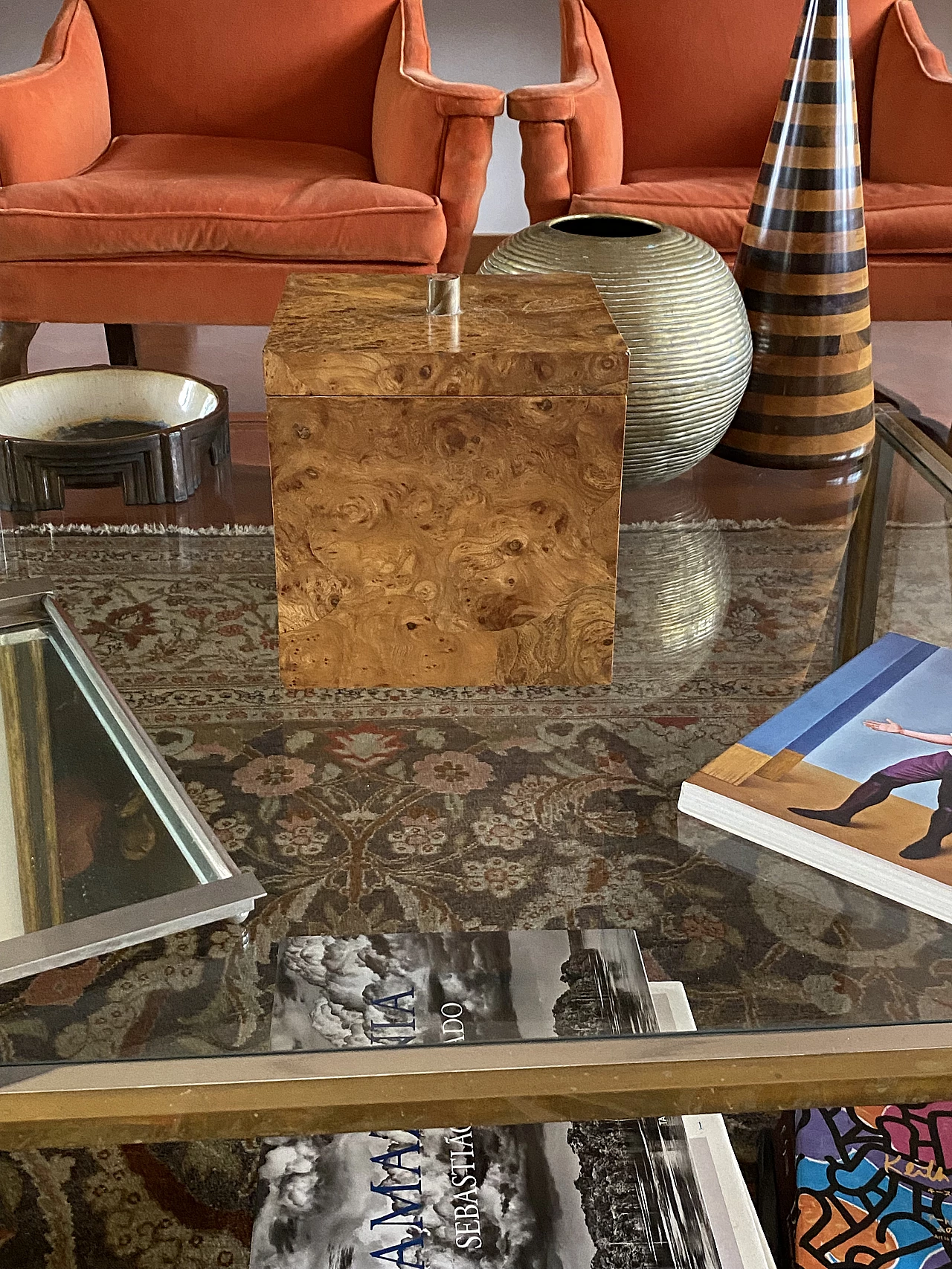 Secchiello per ghiaccio in radica e ottone, anni '70 13