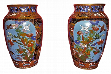 Pair of cloisonné enamel vases, late 19th century