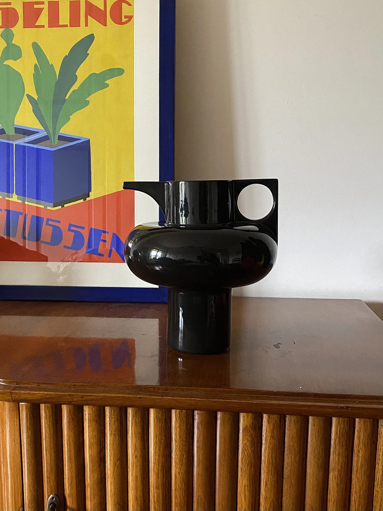 Vaso nero in ceramica di Sergio Asti per Cedit, 1969 2