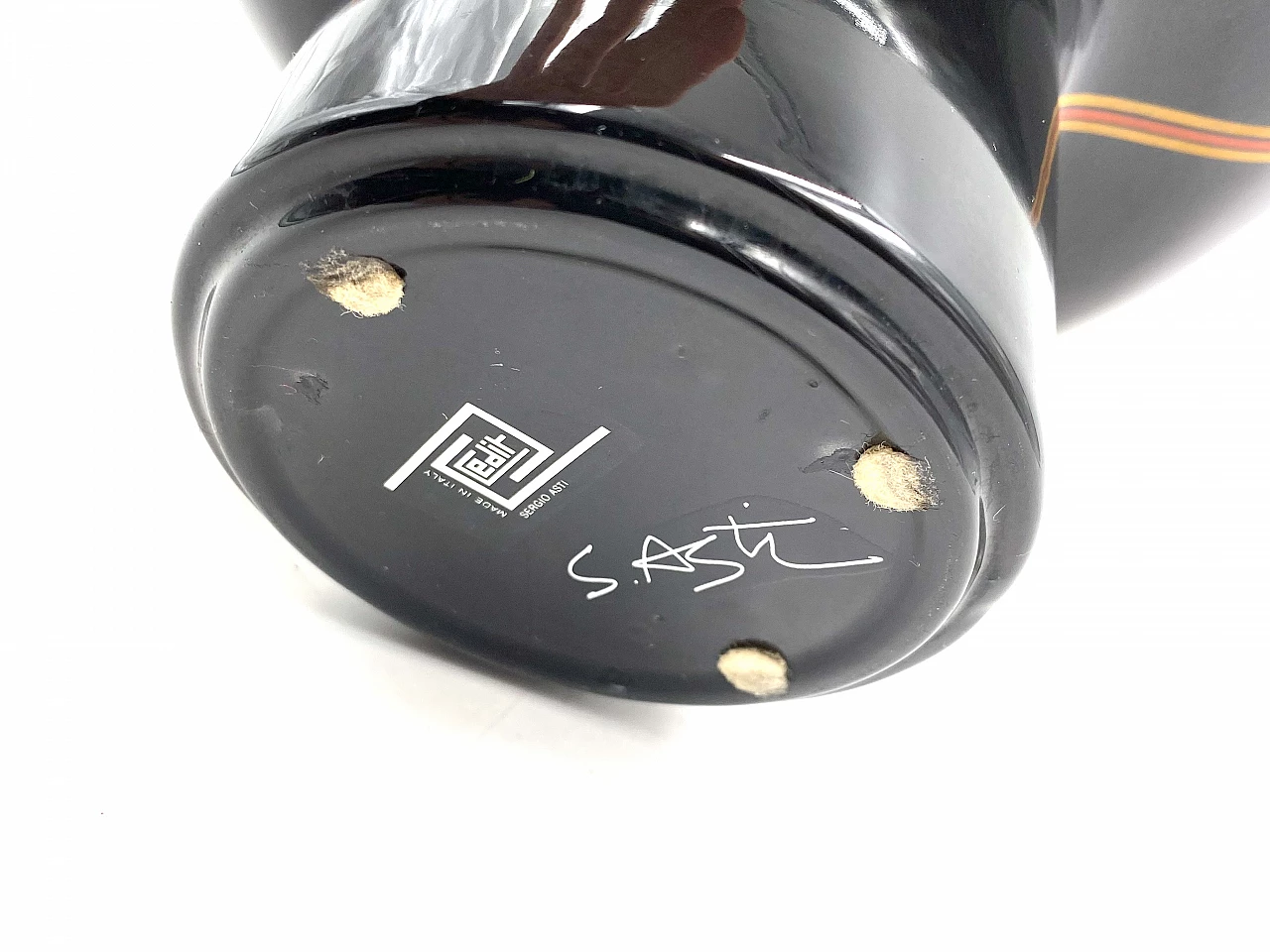 Vaso nero in ceramica di Sergio Asti per Cedit, 1969 10