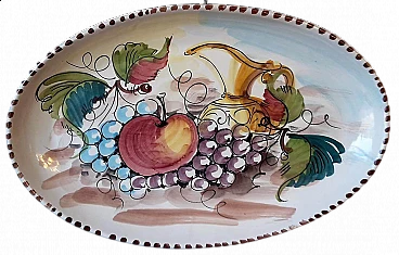 Piatto decorativo ovale in ceramica dipinta a mano