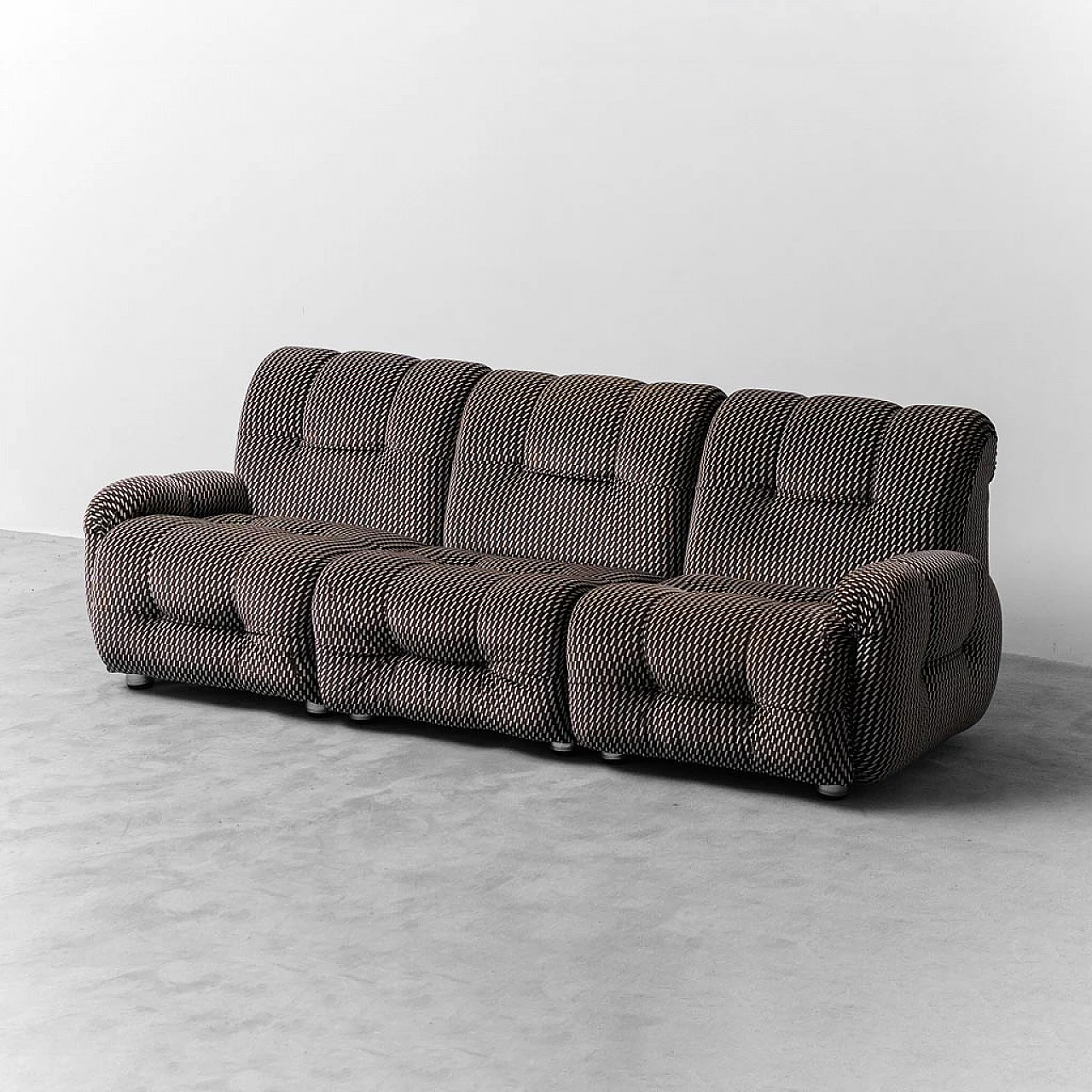 3-Seater modular sofa in black & white fabric, 1970s 1