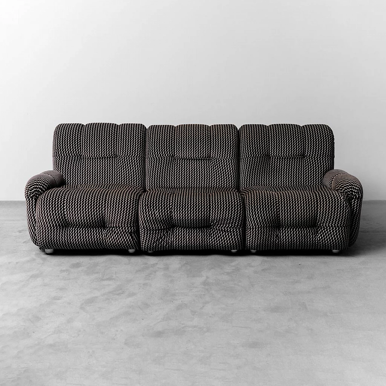 3-Seater modular sofa in black & white fabric, 1970s 6