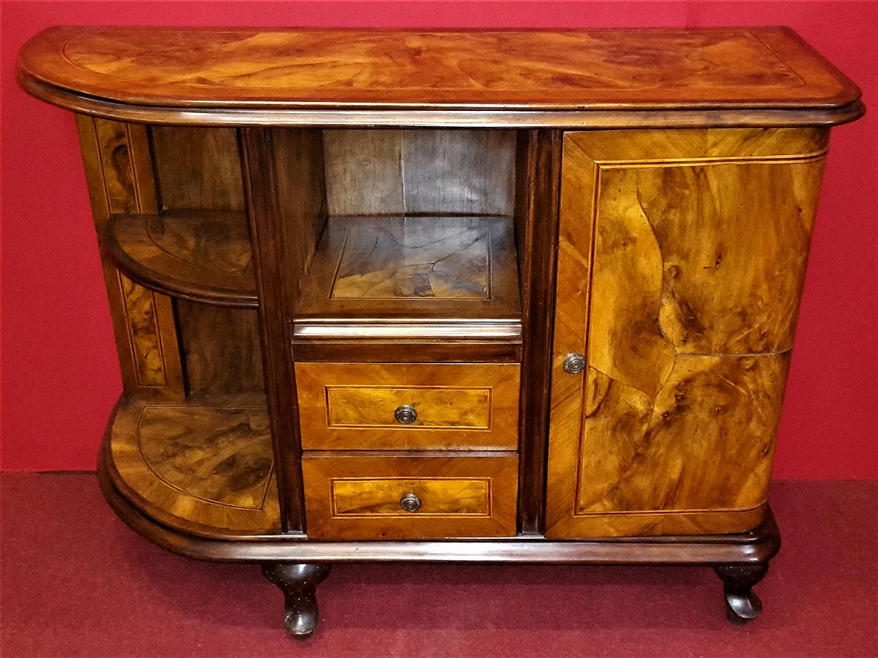 Mobile da ingresso in noce e radica di noce, anni '20 1