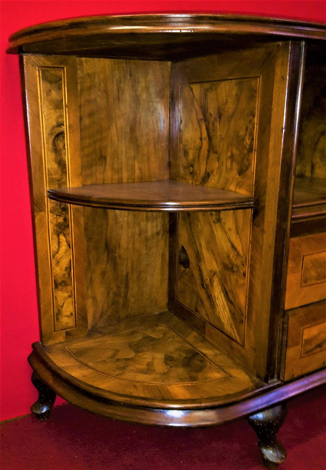 Mobile da ingresso in noce e radica di noce, anni '20 4