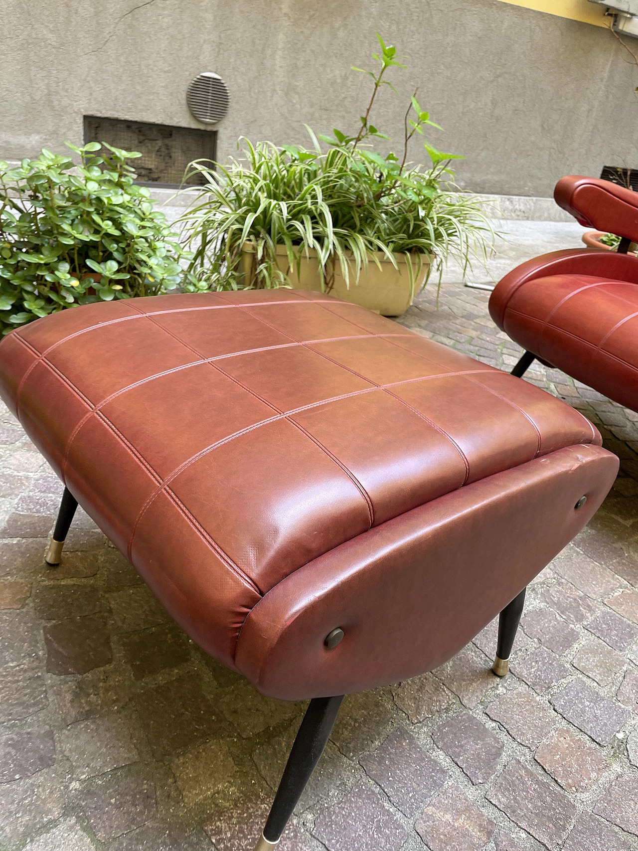 Pair of Oscar armchairs with pouf by Nello Pini for Novarredo, 1960s 10