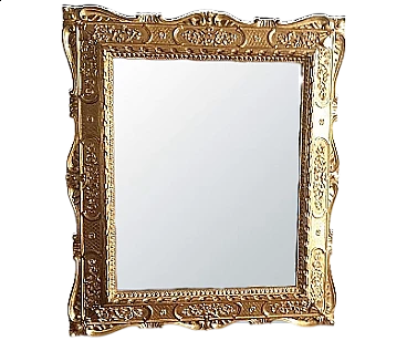 Specchio con cornice in legno dorato e intagliato