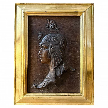 Art Deco plaster bas-relief with gilded wooden frame, 1930s