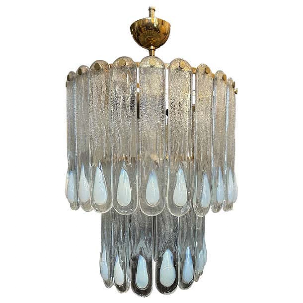 Murano glass and metal cascade chandelier by Mazzega, 1970s 1