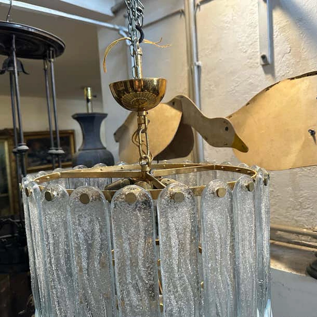 Murano glass and metal cascade chandelier by Mazzega, 1970s 3