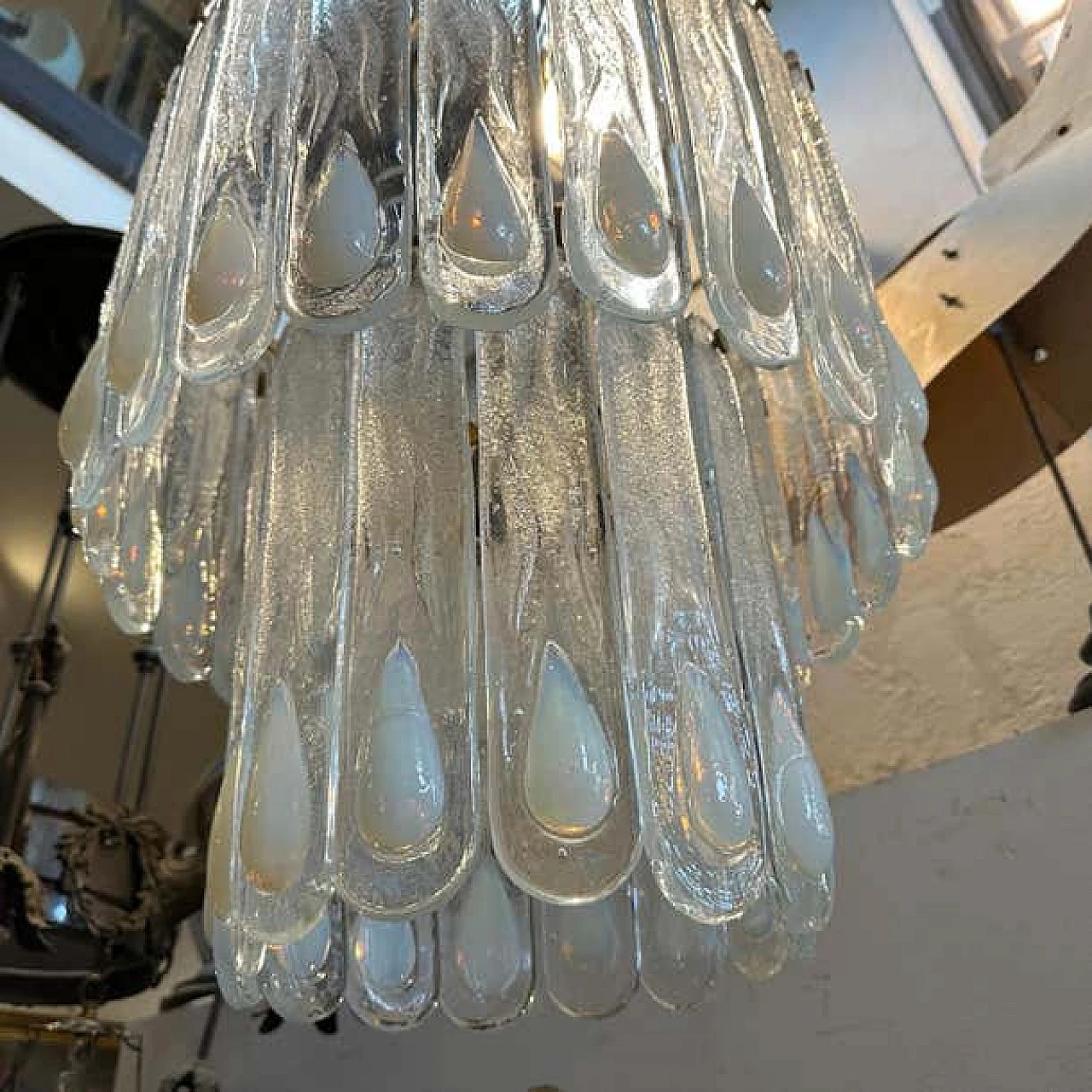 Murano glass and metal cascade chandelier by Mazzega, 1970s 7
