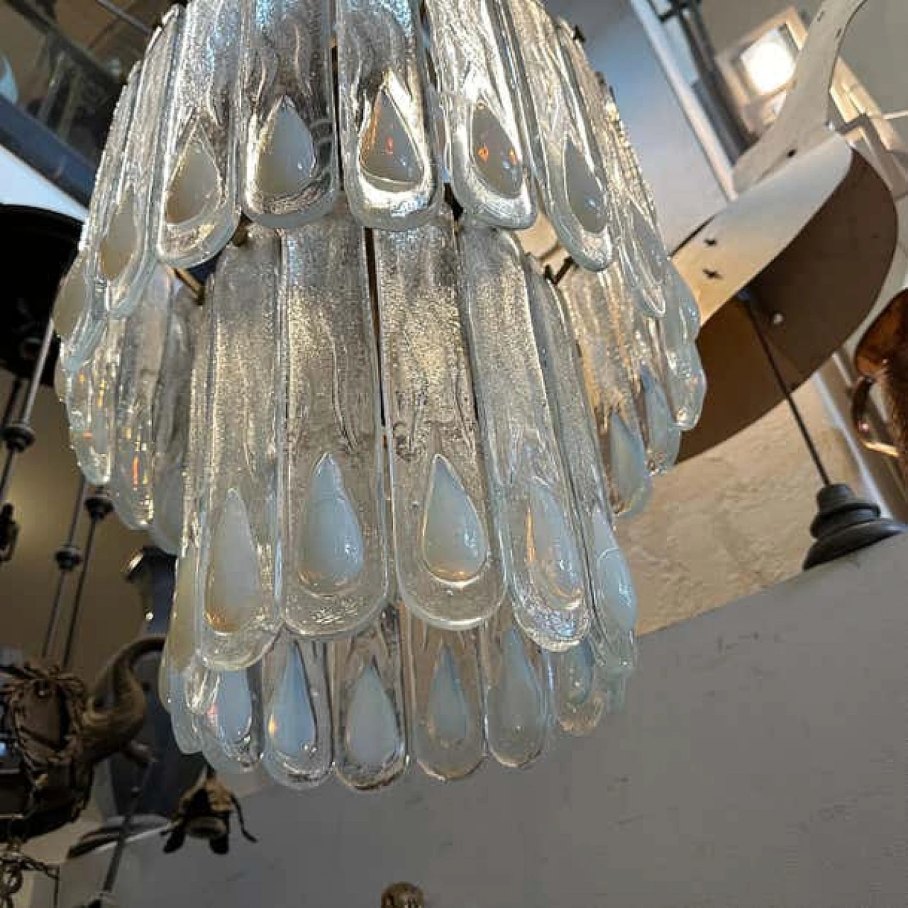 Murano glass and metal cascade chandelier by Mazzega, 1970s 11