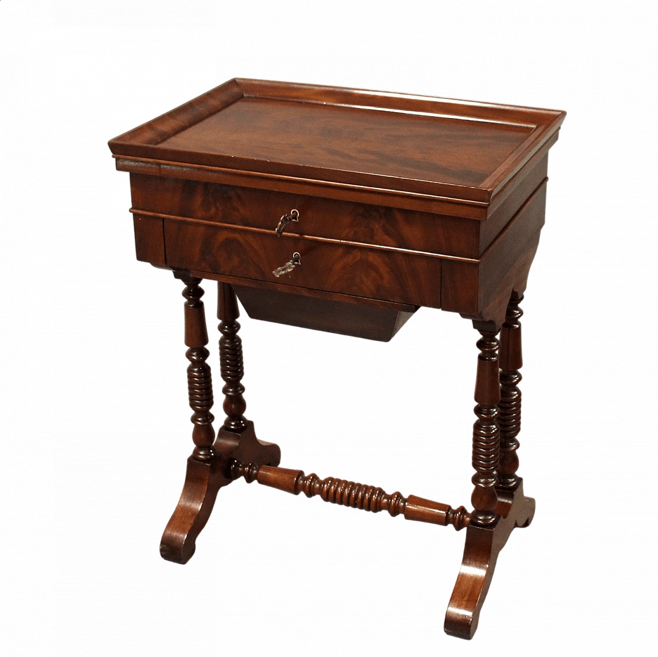 Mahogany and mahogany feather side table, second half of 19th century 12