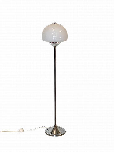 Floor lamp in glass and chromed metal, 1970s