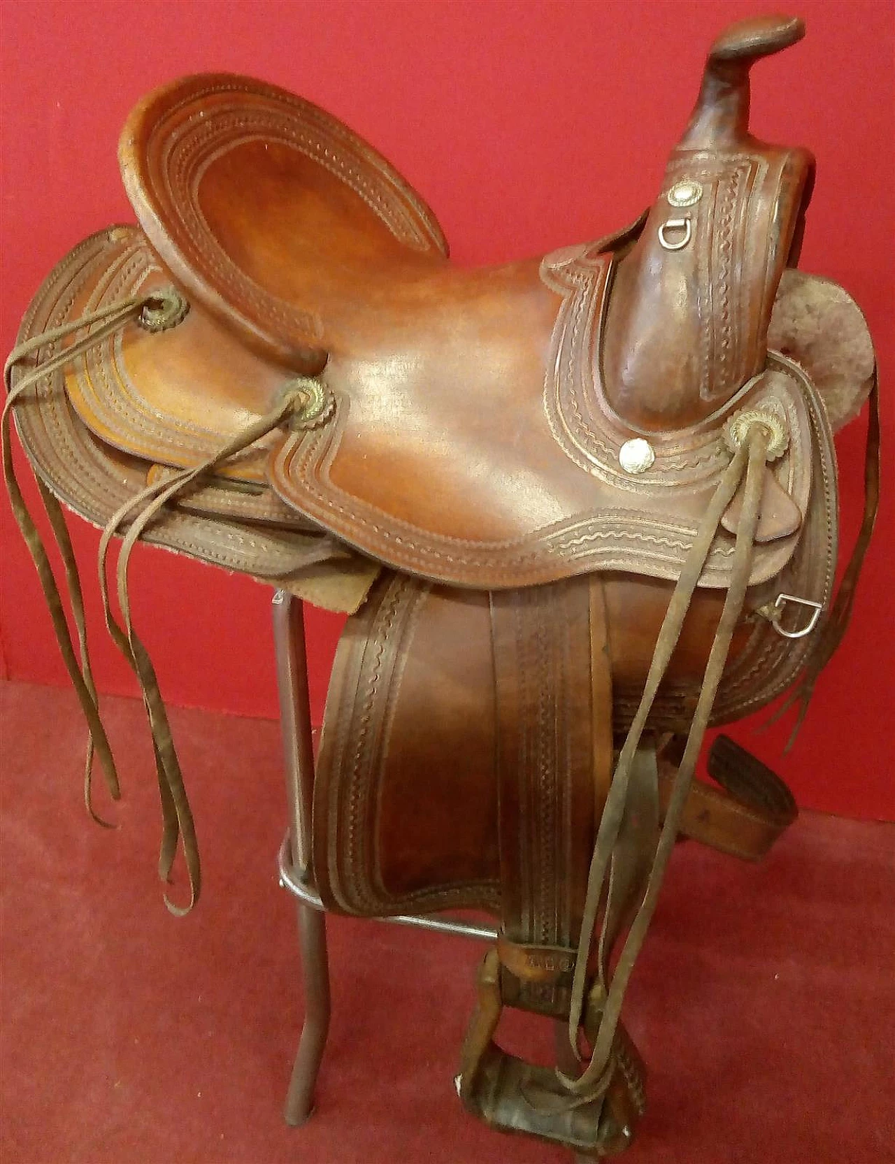 Blue River leather saddle by Billy Cook, early 20th century 1