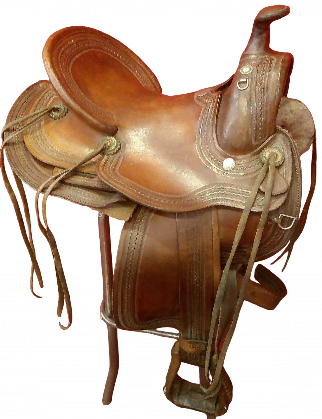 Blue River leather saddle by Billy Cook, early 20th century 10