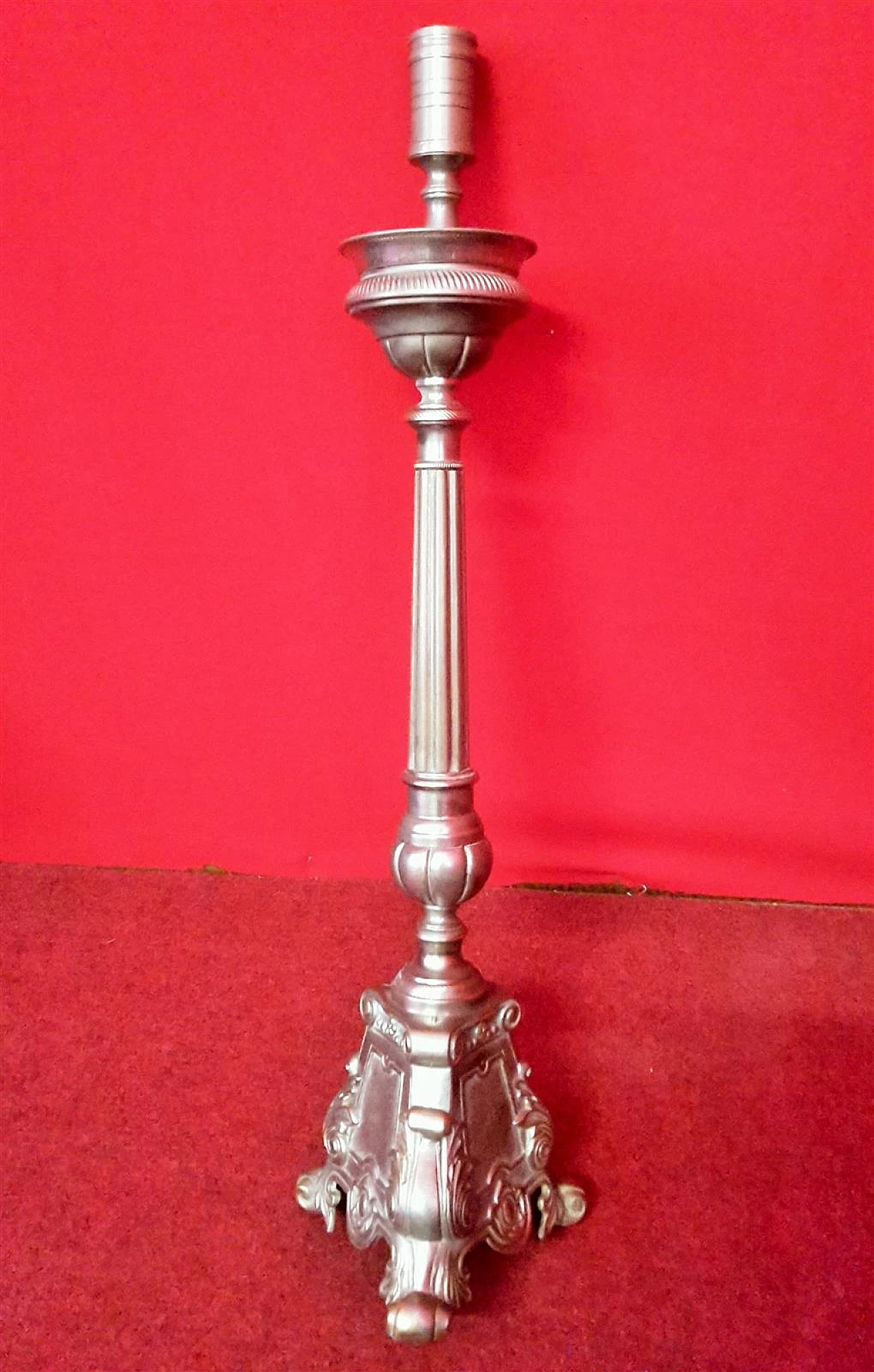 4 Candle holders in silver bronze, second half of the 19th century 10