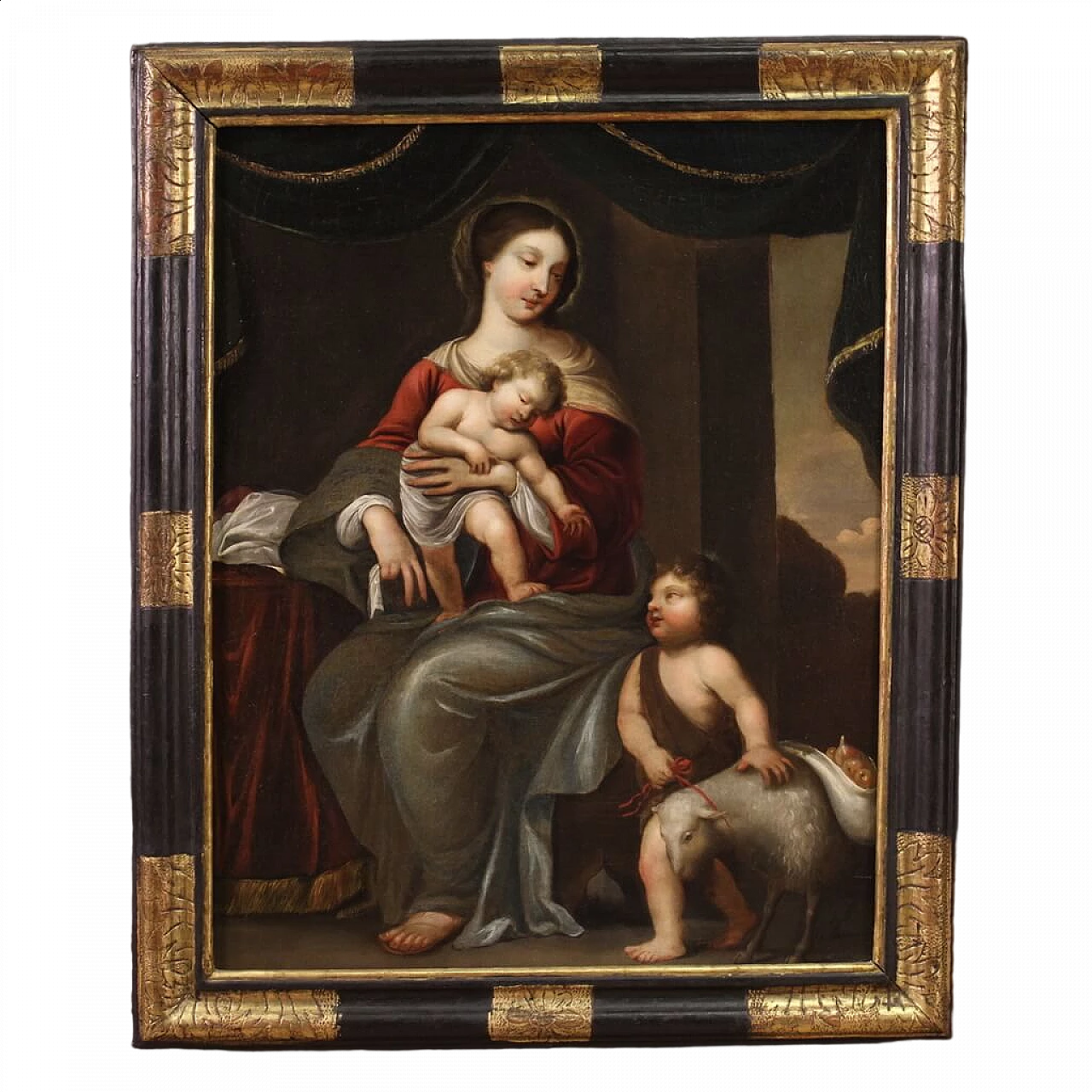 Madonna, Bambino e San Giovannino, dipinto a olio su tela, metà '700 17