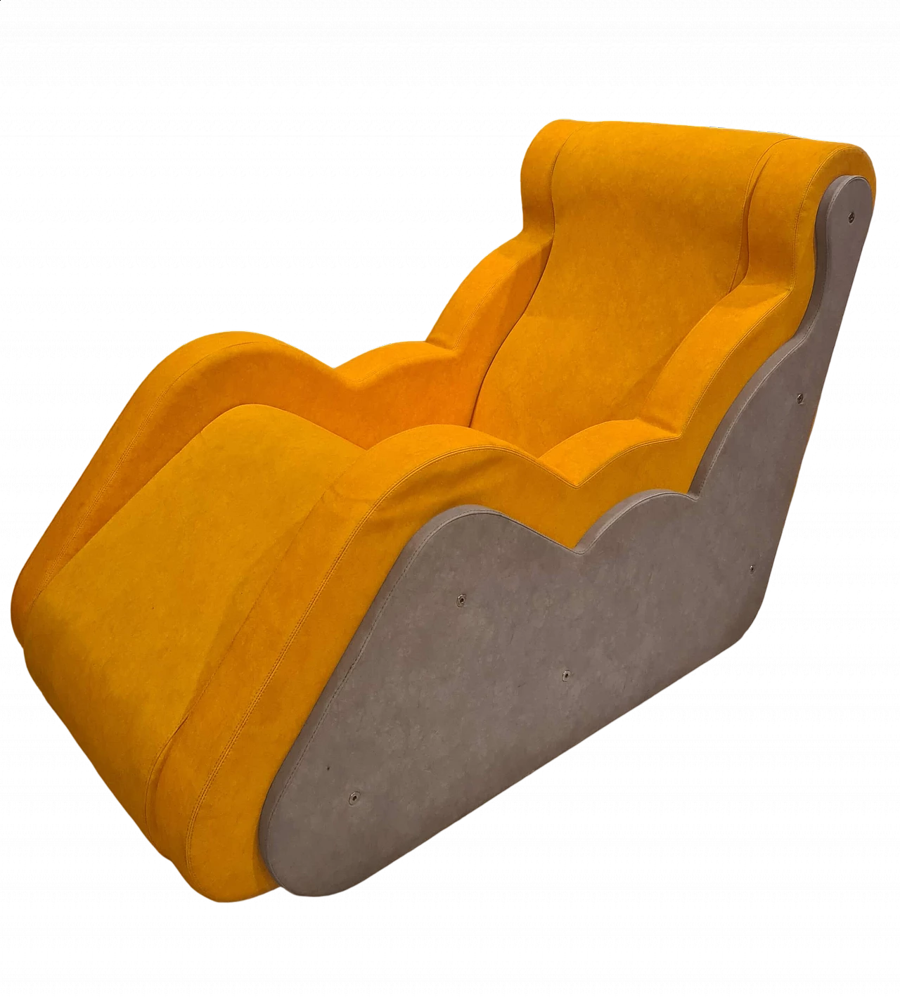 Yellow and gray leatherette armchair, 1990s 9