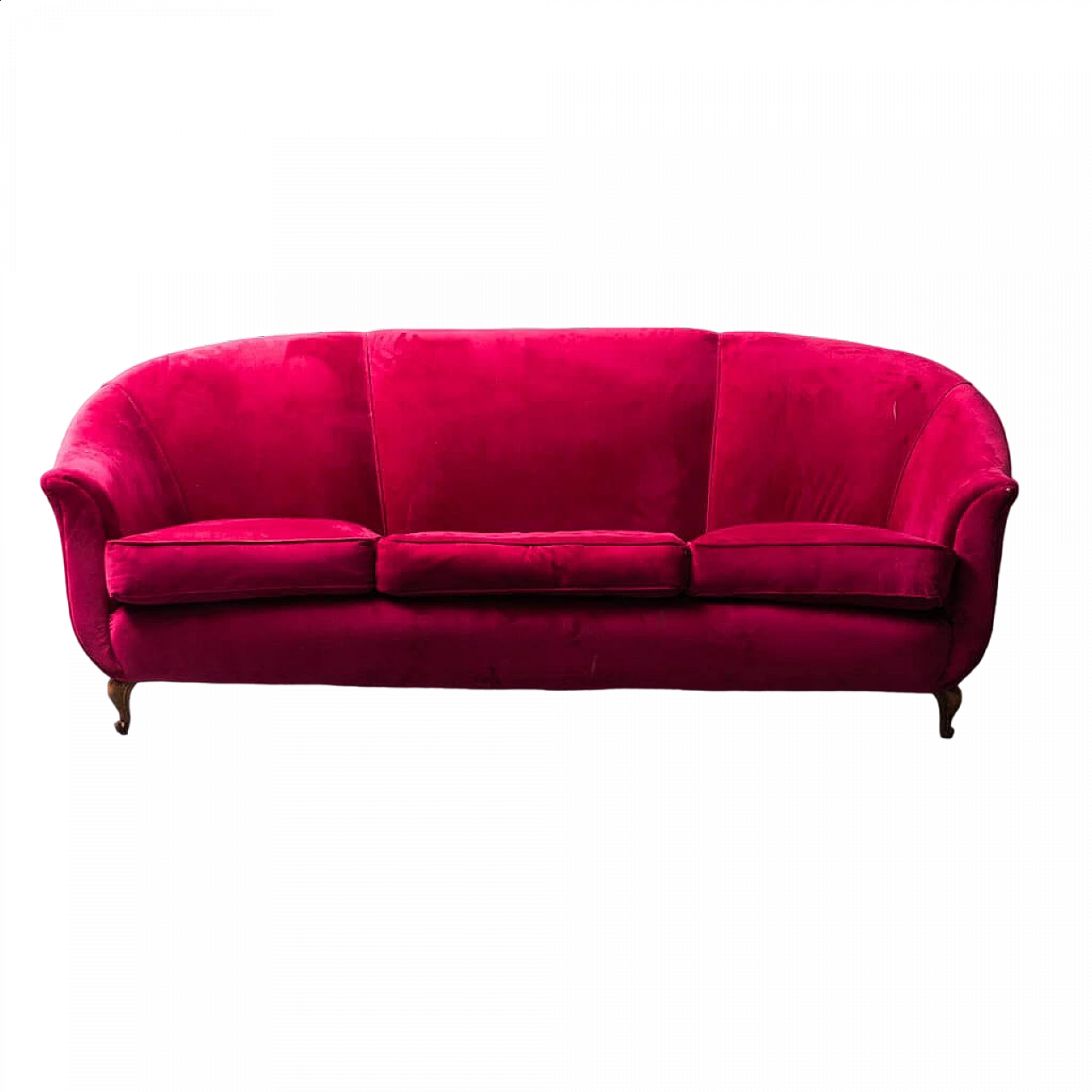 3-Seater sofa in red velvet, 1950s 14