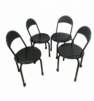 4 Black Clam folding chairs by Lucci & Orlandini for Lamm, 1980s