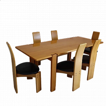 Tavolo e 6 sedie di Afra e Tobia Scarpa, anni '80