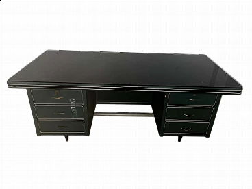 Desk in green leather by Umberto Mascagni, 1950s