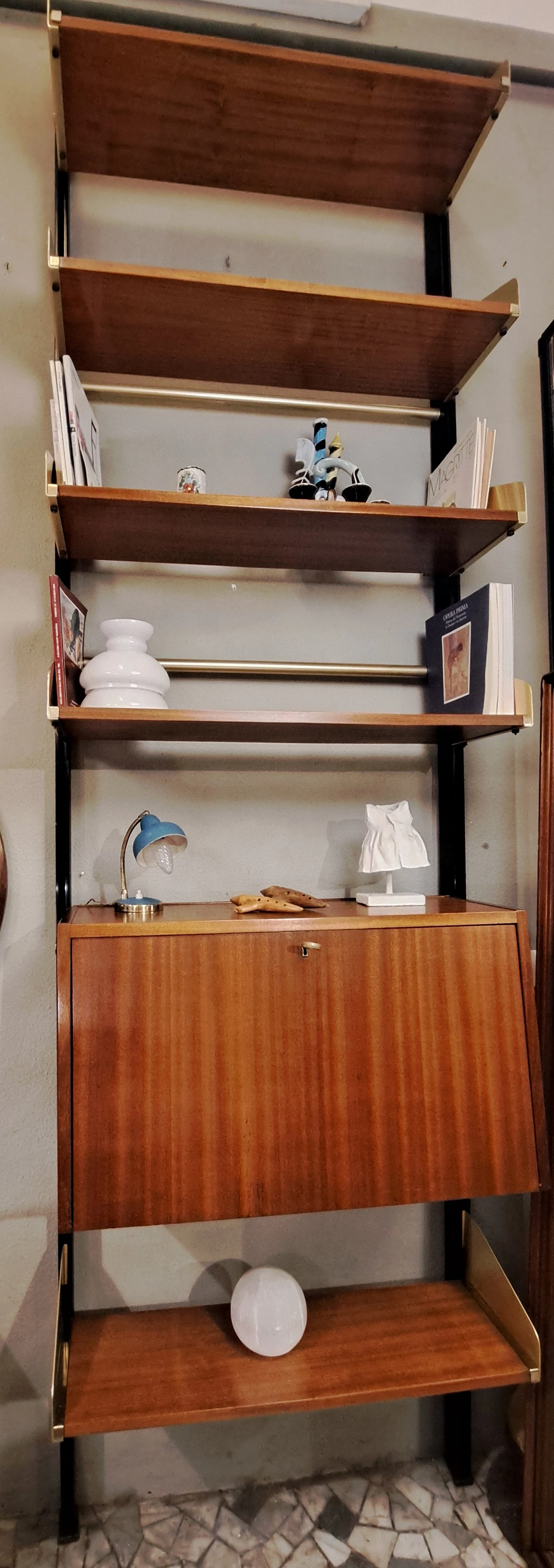 Bookcase in mahogany and brass by FEAL, 1950s 1