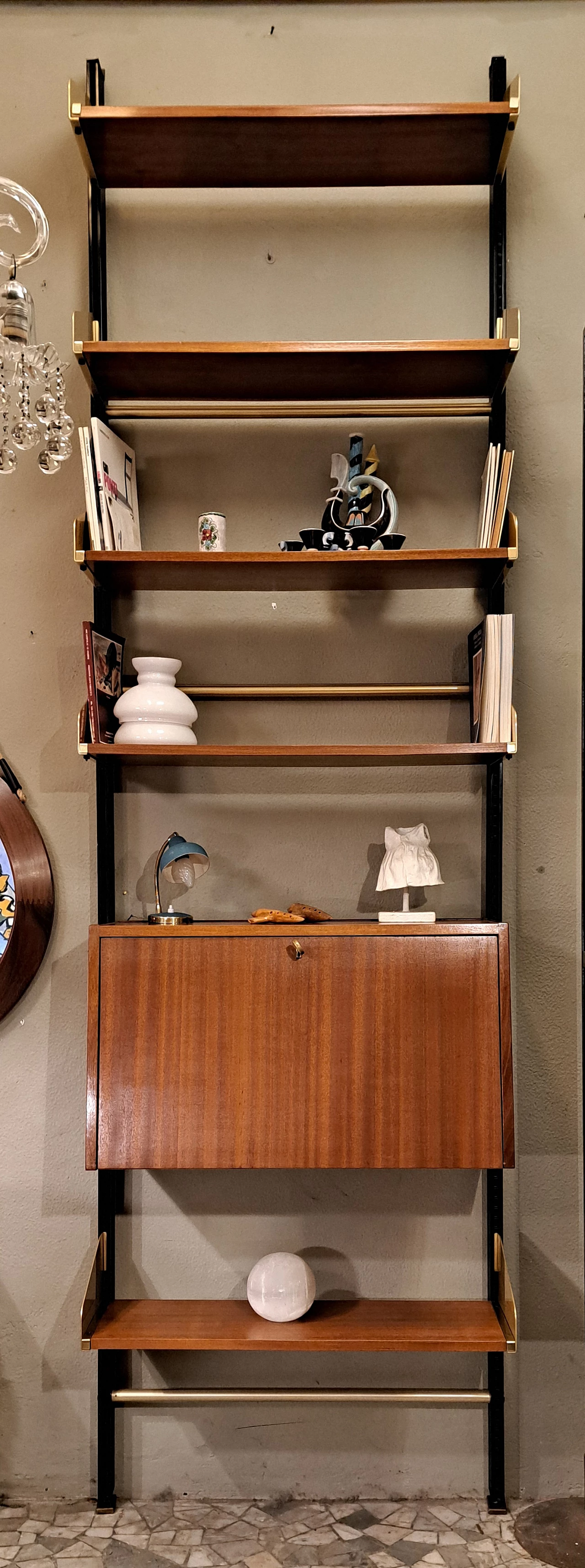 Bookcase in mahogany and brass by FEAL, 1950s 3