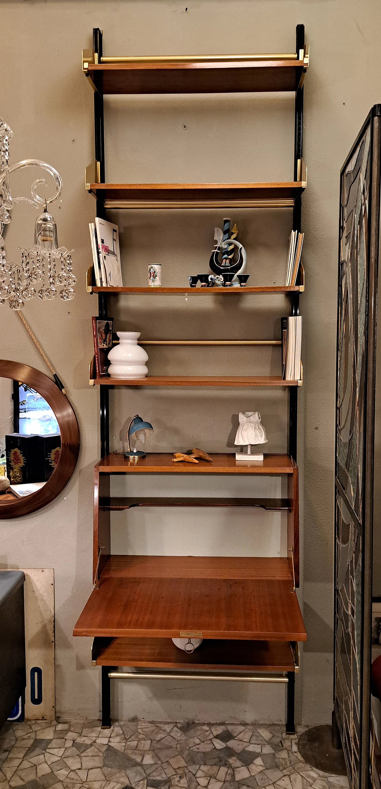 Bookcase in mahogany and brass by FEAL, 1950s 4