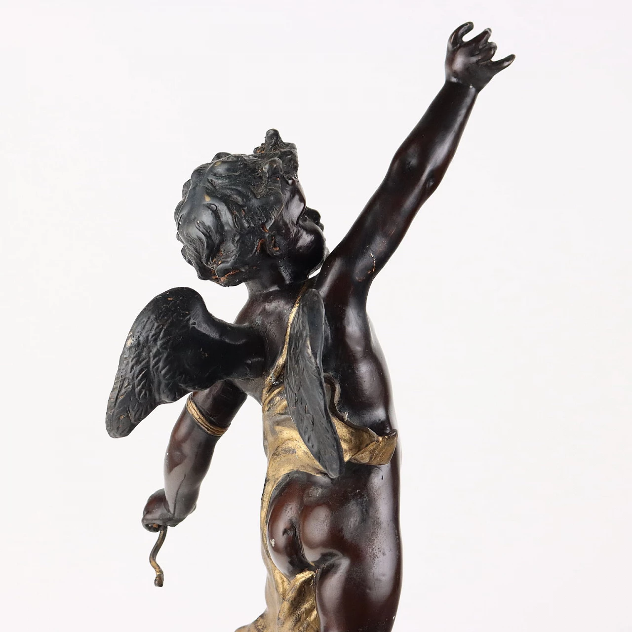 Scultura di Cupido in bronzo con dettagli dorati, anni '50 4